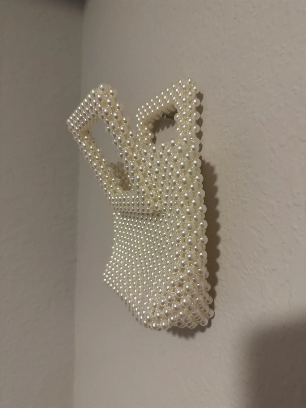 Pearl Beaded Square Handle Tote - Cream - Picture 2 of 6